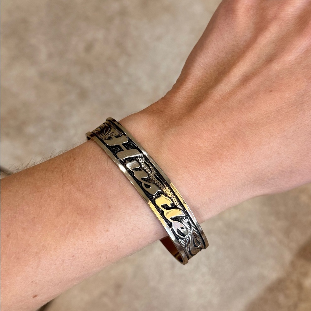 Outlaw Spirit Custom Silver “HUSTLE” Cuff